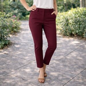 Old Navy Pixie Pants Burgundy High Rise Slim Ankle Work Career Size 4